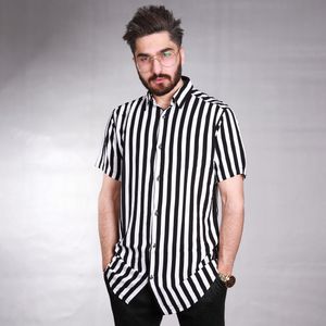 پیراهن آستین کوتاه مردانه مدل راه راه DIP- رنگ مشکی
