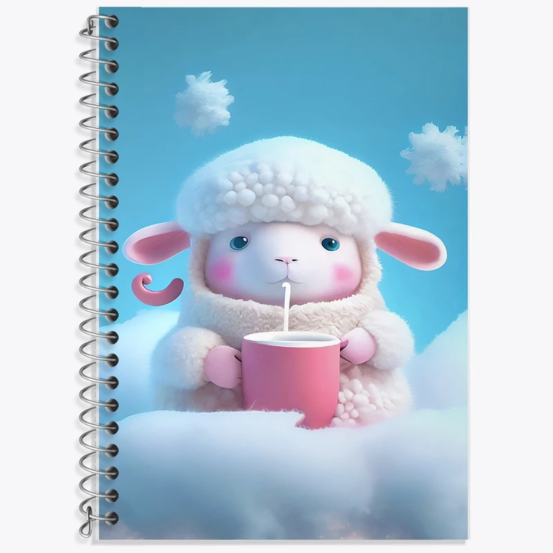 دفتر زبان 50 برگ خندالو مدل دو خط طرح گوسفند کیوت کد F5700