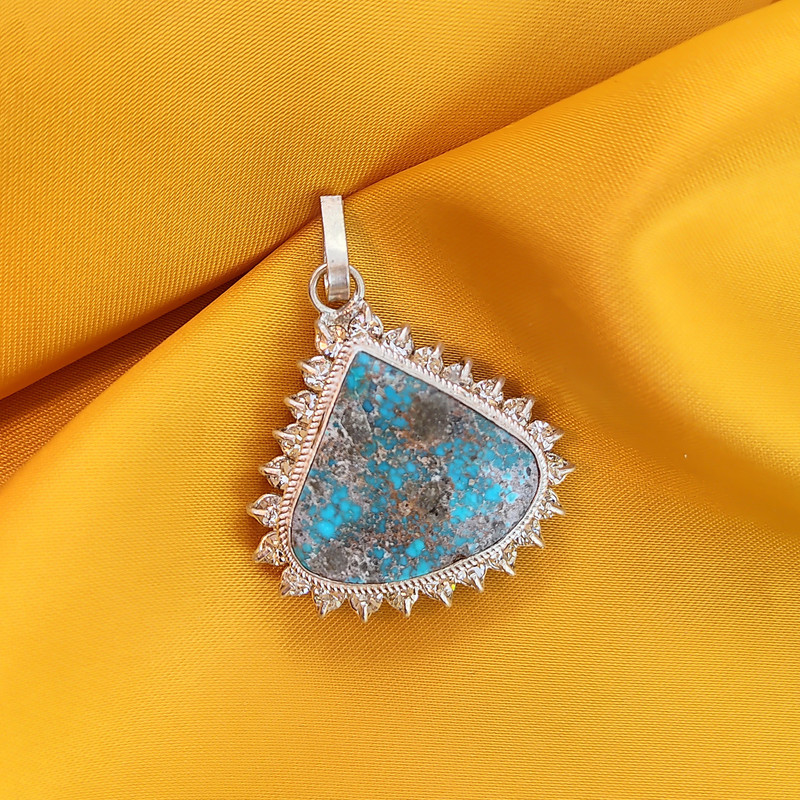 آویز گردنبند نقره زنانه مدل فیروزه نیشابور کد NG2690