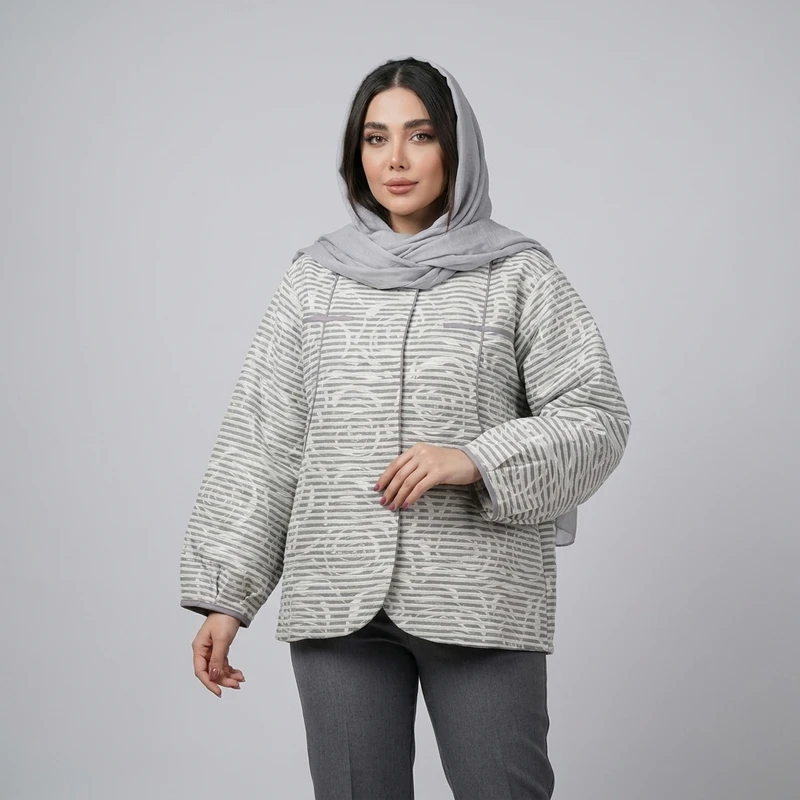مانتو کتی زنانه مدل استریپی گل رز