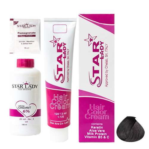 کیت رنگ موی استارلیدی سری Natural مدل Black شماره 1.0