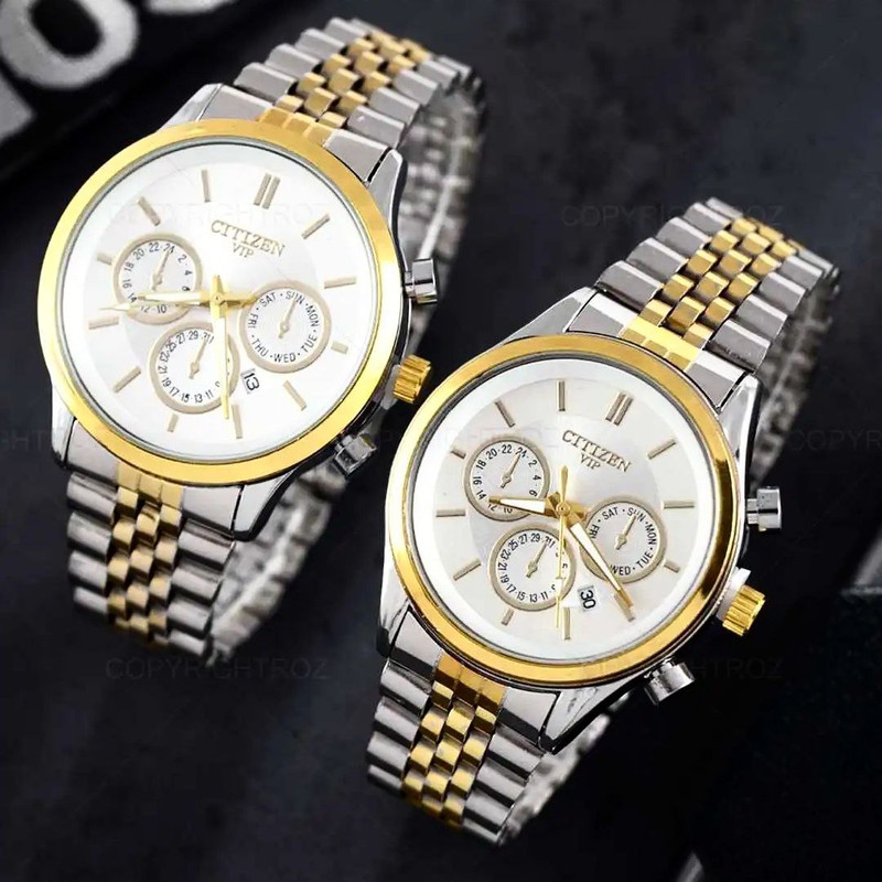 ست ساعت مچی عقربه ای  زنانه و مردانه  مدل تک موتور ساده 06