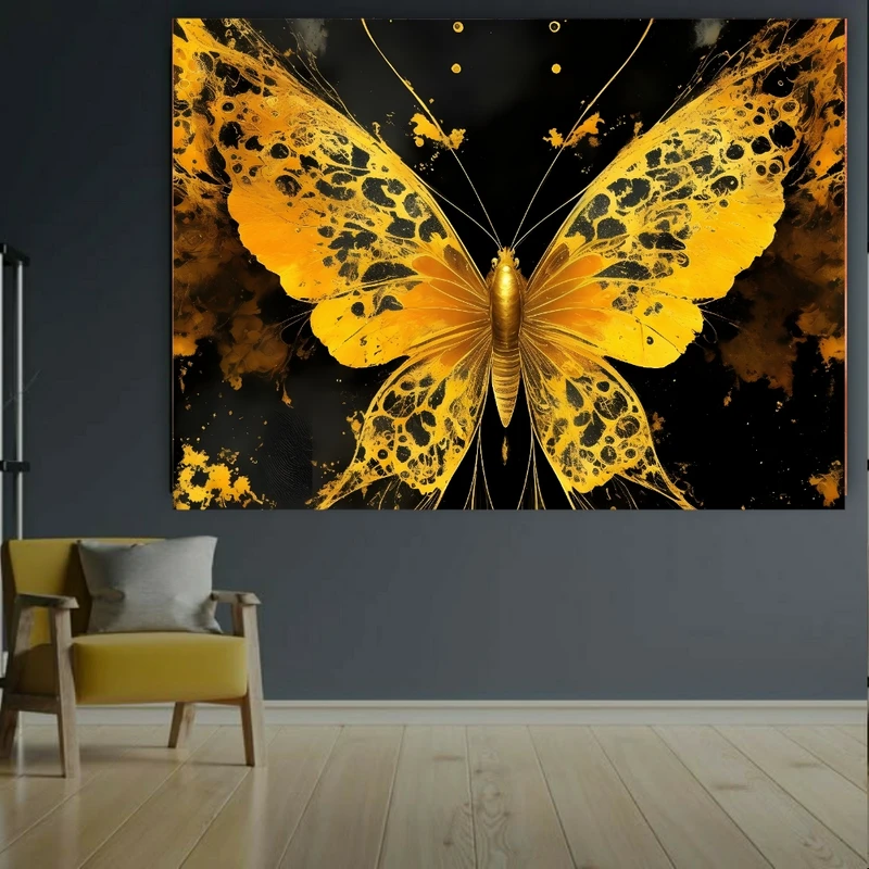 پوستر طرح پروانه زیبا مدل بال  های طلایی کد BK23915