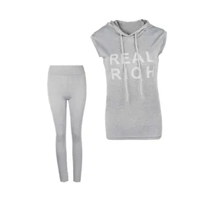 ست تیشرت کلاه دار و لگینگ ورزشی زنانه مدل 8524