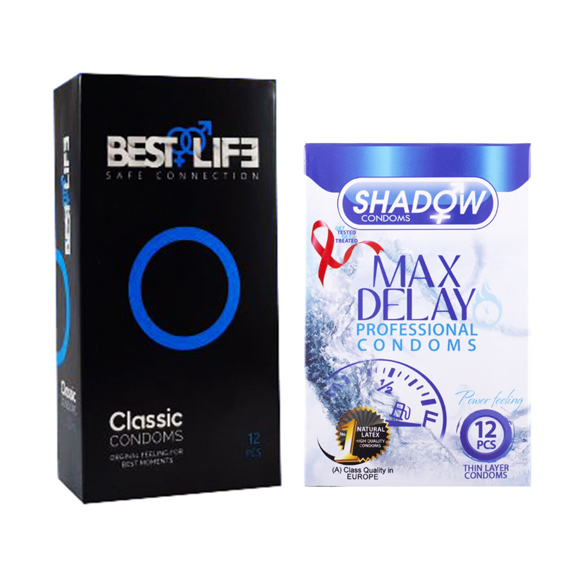 کاندوم بست لایف مدل Classic بسته 12 عددی به همراه کاندوم شادو مدل Max Delay بسته 12 عددی