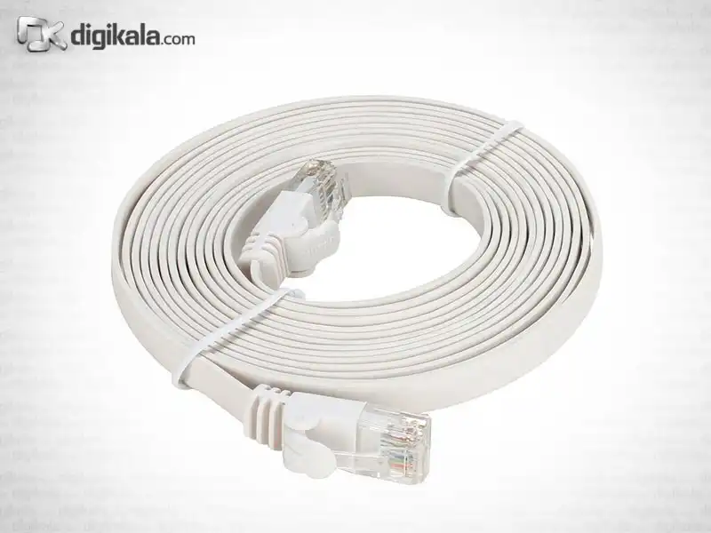 کابل شبکه 10 متری CAT6 بدون شیلد Flat رنگ سفید دی-لینک مدل NCB-C6UWHIF1-10