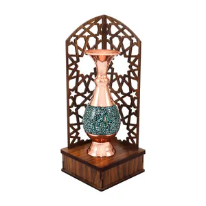 گلدان فیروزه کوبی مسی صنایع دستی فاخر مدل هدیه طرح سنتی کد 14pack22