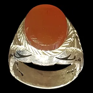 انگشتر نقره مردانه مدل سنگ عقیق یمنی کد P302