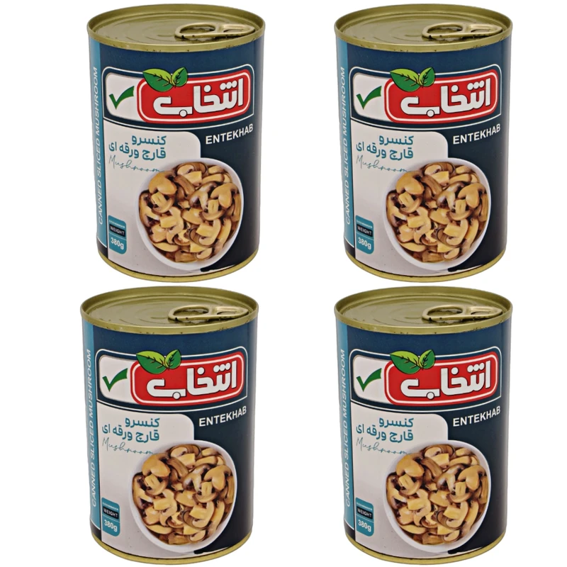 کنسرو قارچ خردشده انتخاب - 380 گرم بسته 4 عددی