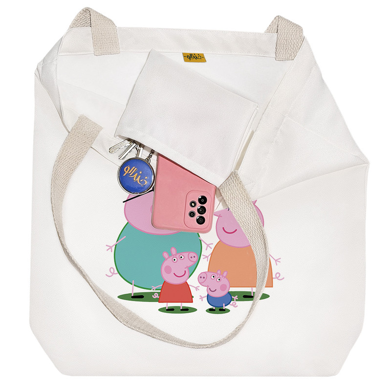 ساک خرید خندالو مدل انیمیشن خانواده پپاپیگ Peppa کد 2121