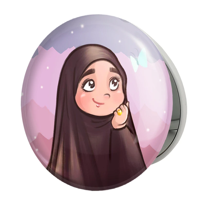 آینه جیبی خندالو طرح دخترانه باحجاب مدل تاشو کد 25983 