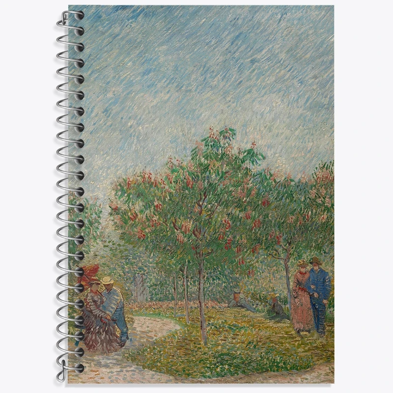 دفتر لغت 50 برگ خندالو طرح باغ با زوج های خواستگار ونسان ونگوگ (Van Gogh) کد 36799