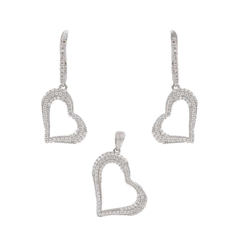 نیم ست نقره زنانه جی تی ای مدل قلب