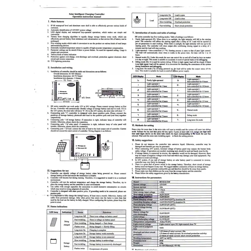 شارژ کنترلر 10 آمپر بی آر سولار مدل PWM