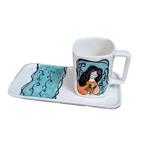 ست ماگ و زیرلیوانی سرامیکی طرح خانه