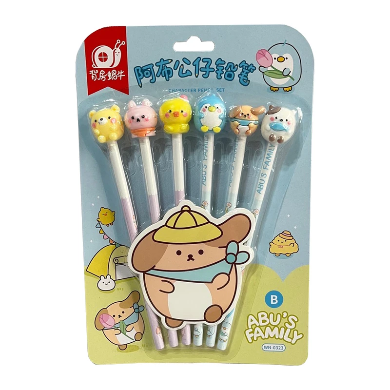 مداد مشکی با درجه سختی HB مدل فانتزی بسته 6 عددی