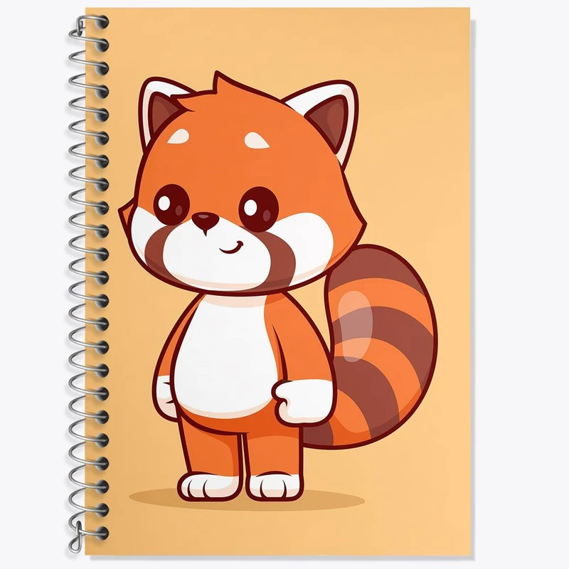 دفتر زبان 50 برگ خندالو مدل سه خط طرح حیوانات بامزه پاندای قرمز کد 29707