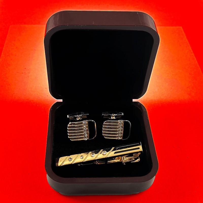 ست دکمه سردست و گیره کراوات مردانه مدل 553