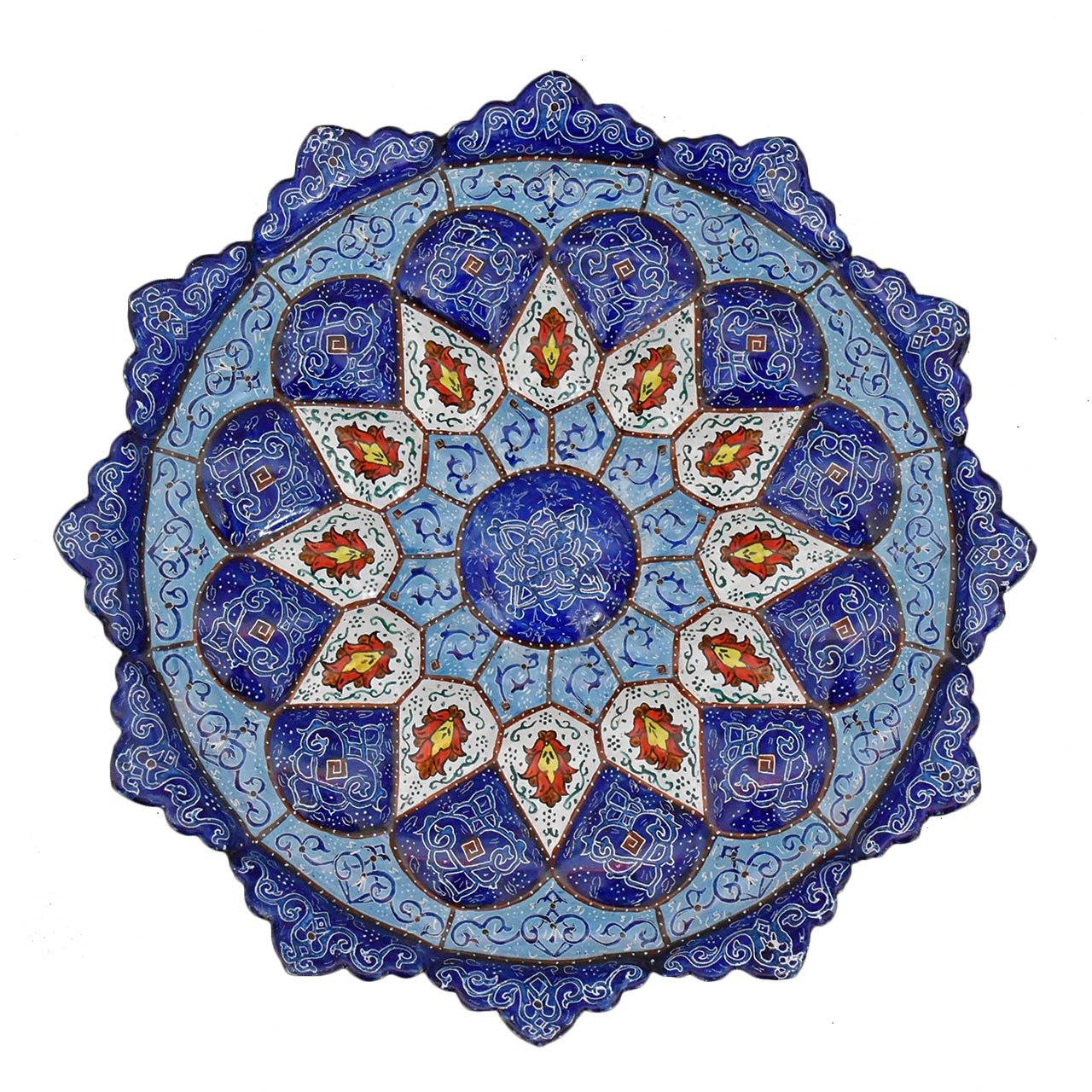 بشقاب مسی میناکاری شده سی دا کد MI01065 قطر 25 سانتی متر