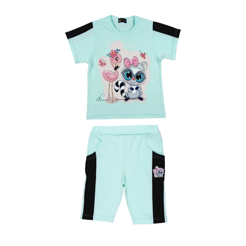 ست تی شرت و شلوارک دخترانه مدل 601009ABF