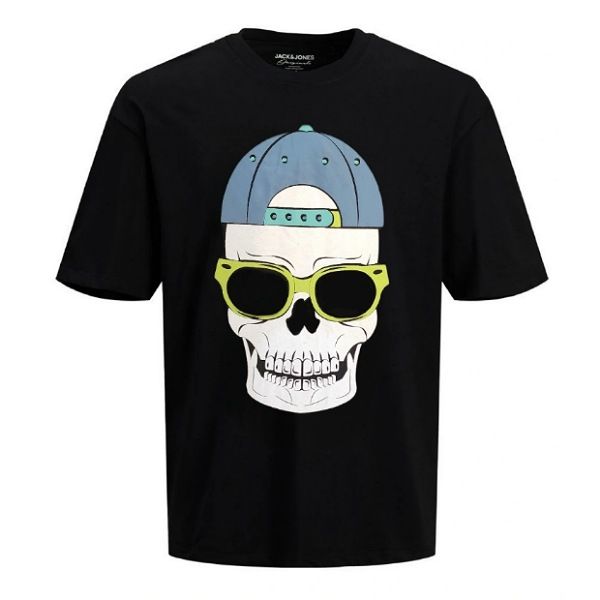 تی شرت اورسایز مردانه جک اند جونز مدل SKULL -  - 1