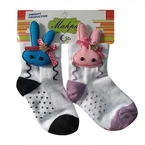 جوراب دخترانه مهپا مدل عروسکی خالدار سایز 1 مجموعه 2 عددی