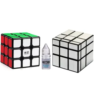 مکعب  روبیک مدل qiyi-mirror مجموعه 2 عددی همراه روغن روبیک 3میل  mlube