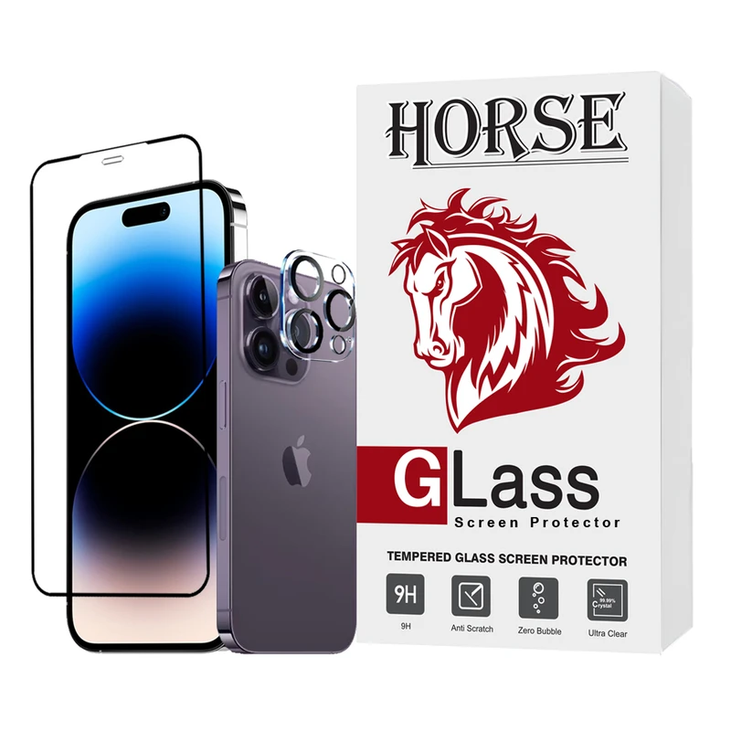 محافظ صفحه نمایش هورس مدل MFUL3DHO مناسب برای گوشی موبایل اپل iPhone 12 Pro Max به همراه محافظ لنز دوربین