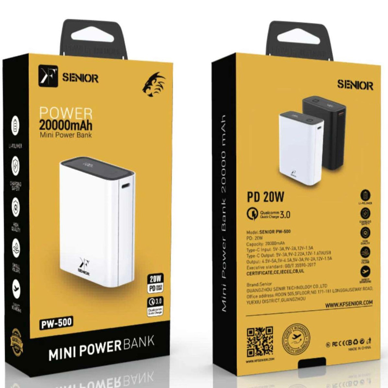 شارژ همراه کی اف -سنیور
 مدل PW-500 ظرفیت 20000 میلی آمپر ساعت
