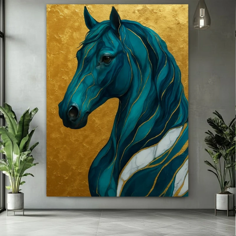 تابو بوم طرح مخمل اسب باشکوه مدل رگه طلا کد BK24630