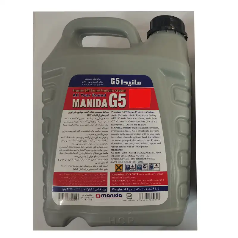 ضد یخ و ضد جوش خودرو مانیدا مدل G5 حجم 4 لیتر