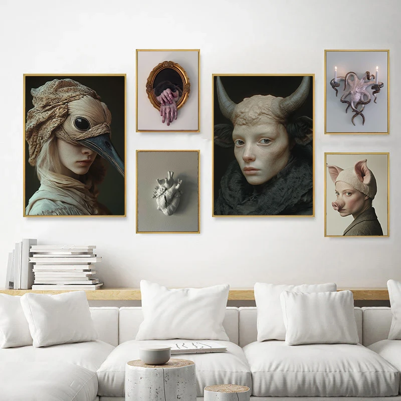 تابلو بکلیت طرح دکوری و مدرن چهره ژستیک هنری دیجیتال فانتزی کلاسیک مدل T-bu3794 مجموعه 6 عددی