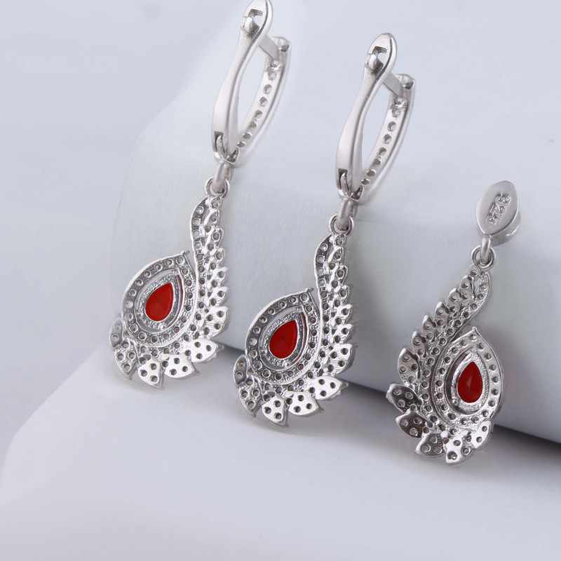 نیم ست نقره زنانه بازرگانی میلادی مدل سنگ کوارتز نگین برلیان بدون ریزش آبکاری رادیوم کد NTR_478