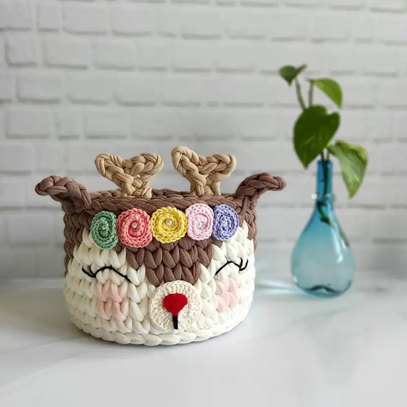 سبد قلاب بافی تریکو مدل عروسکی کد B100