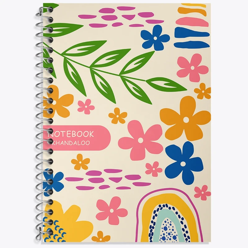 دفتر زبان 50 برگ خندالو مدل سه خط طرح گل گلی کد N946