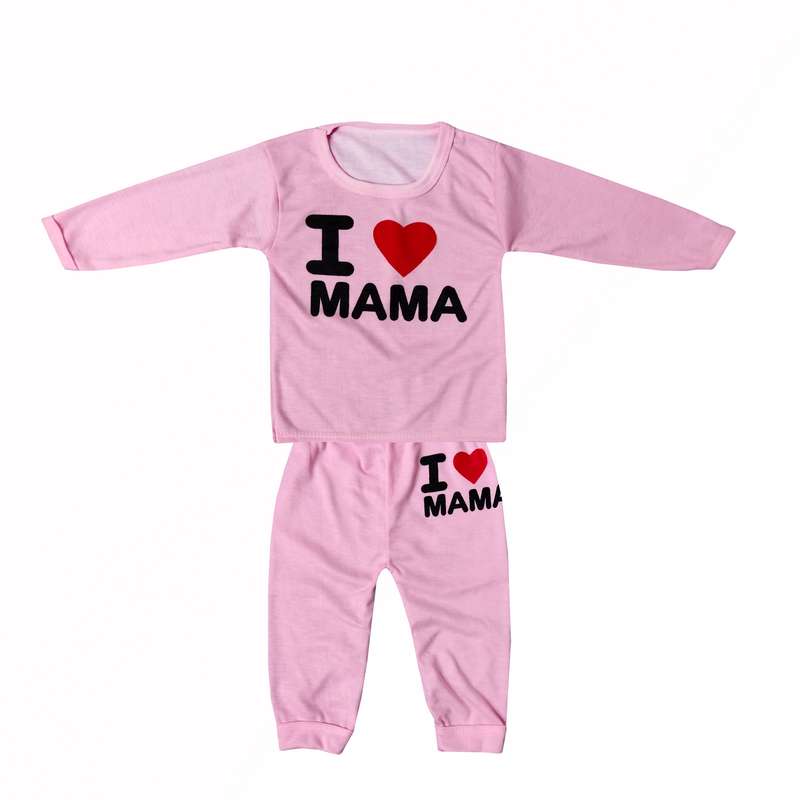 ست تی شرت و شلوار نوزادی مدل ای لاو ماما کد 399803