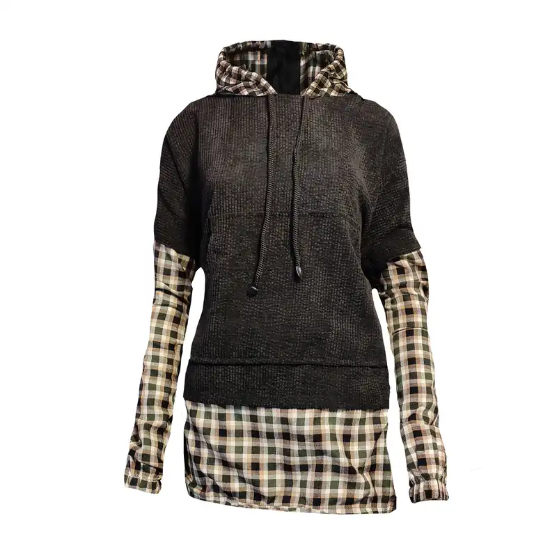 هودی زنانه مدل مخمل کبریتی کد 475 رنگ مشکی