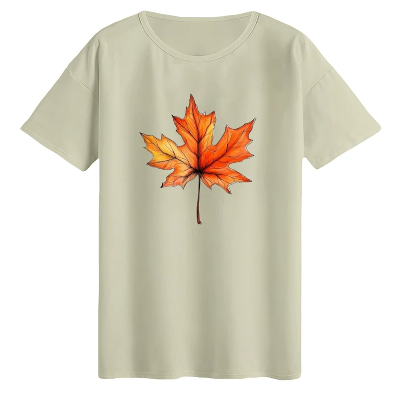 تی‌شرت لانگ آستین کوتاه زنانه مدل برگ پاییز