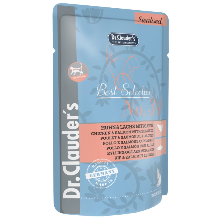 پوچ گربه بالغ دکتر کلادر مدل Best Selection No.34 طعم مرغ، ماهی وزن 85 گرم