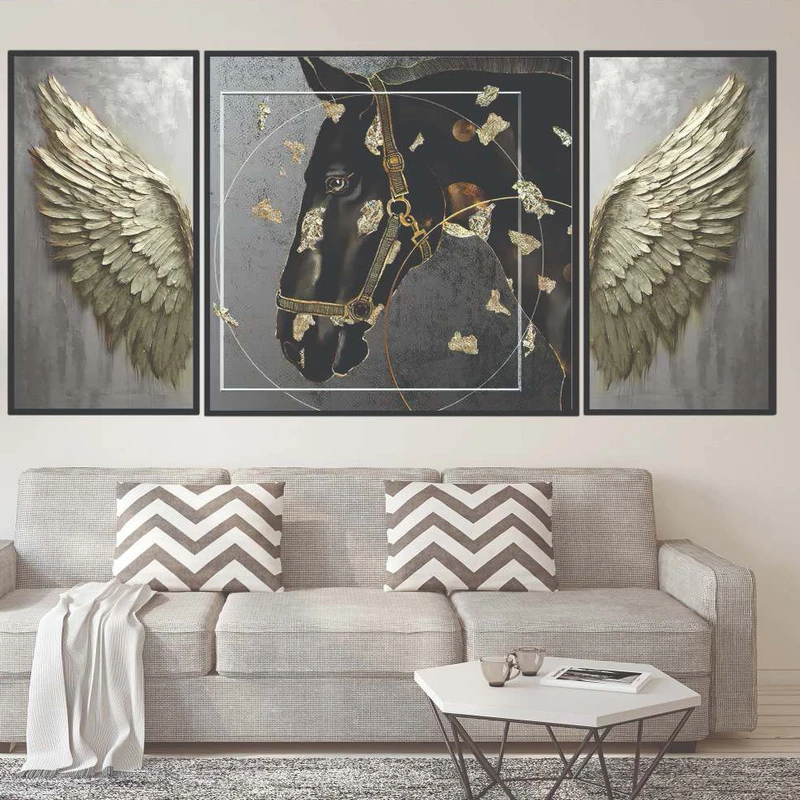 تابلو بکلیت طرح مدرن دیجیتال آرت مدل B-2172 فریم مشکی مجموعه 3 عددی