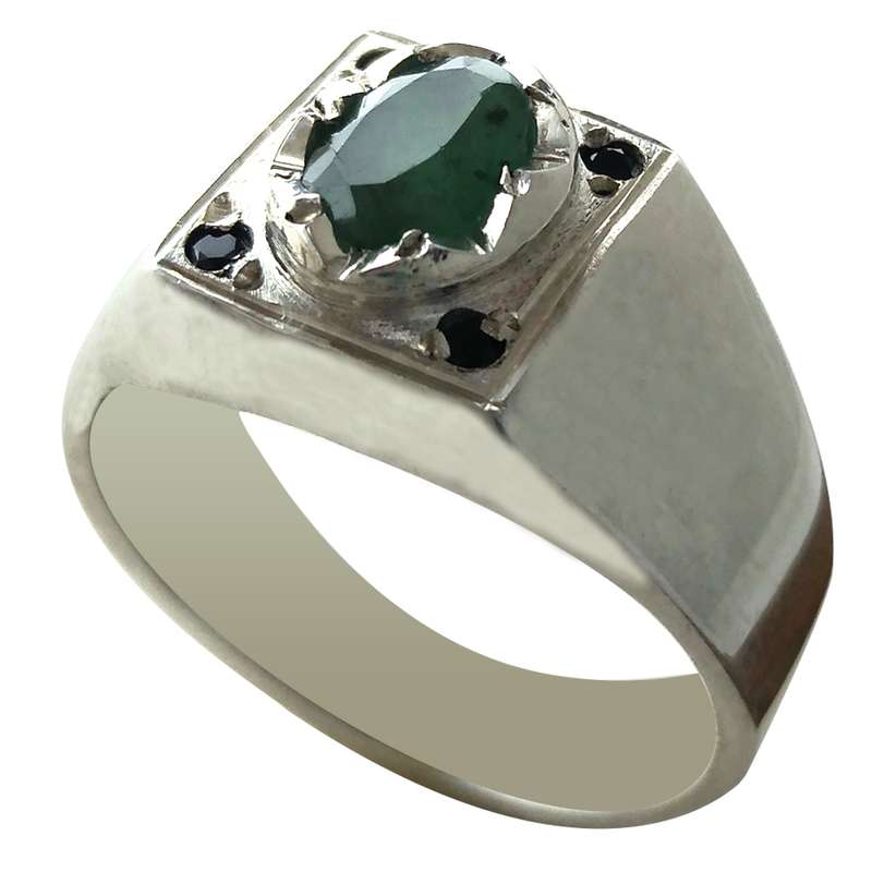 انگشتر نقره مردانه ملک زیور مدل زمرد رکاب دست ساز کد 263