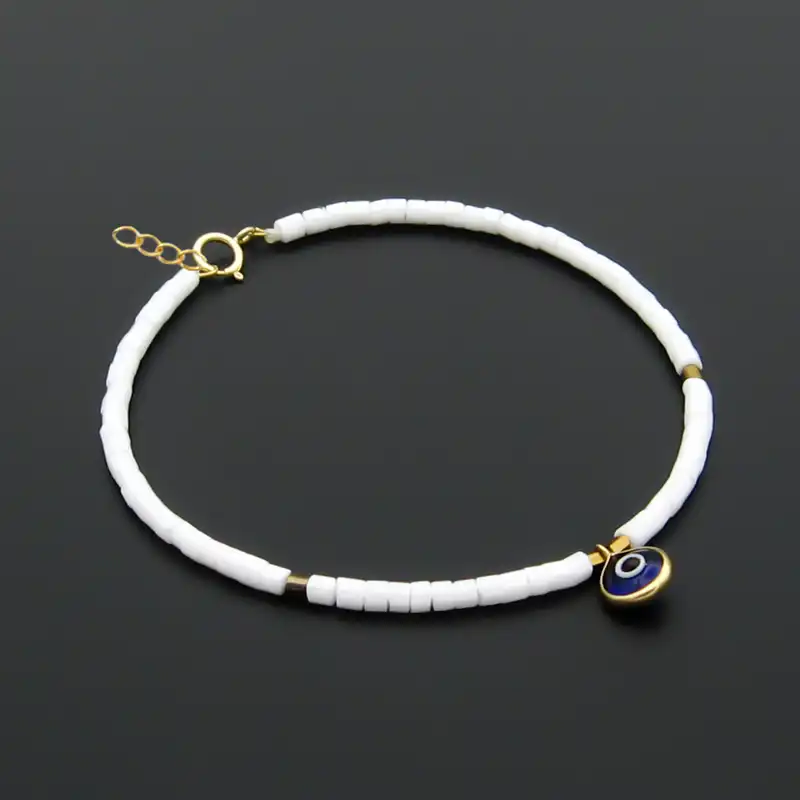 دستبند طلا 18 عیار زنانه مانچو طرح چشم نظر کد bfgs013