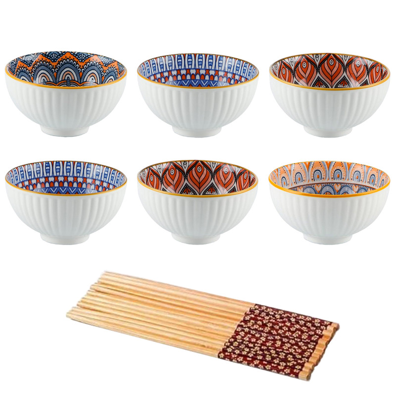 کاسه مدل بوهمیا مجموعه 6 عددی به همراه چاپستیک