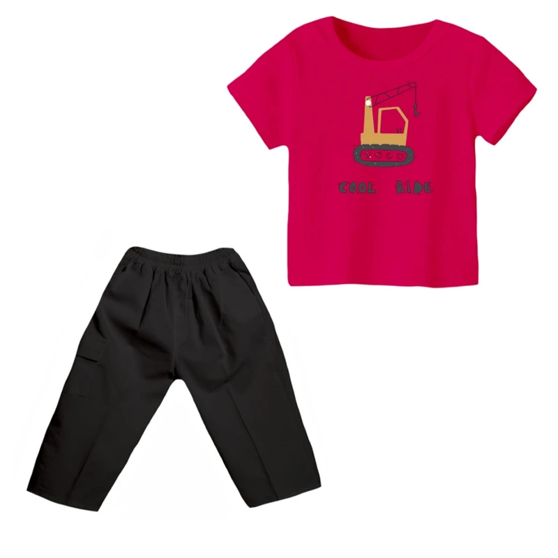ست تی شرت و شلوارک پسرانه مدل ماشین کد ۹