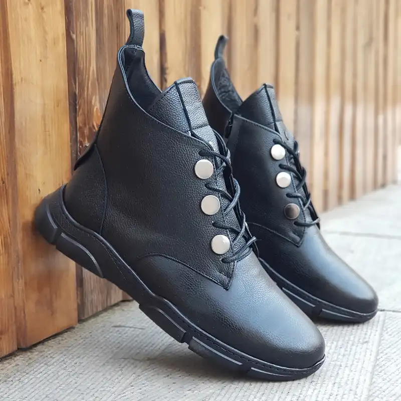 نیم بوت زنانه مدل چرم طبیعی کد 0057 رنگ مشکی