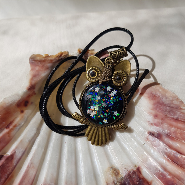 گردنبند دخترانه مدل رزینی طرح جغد