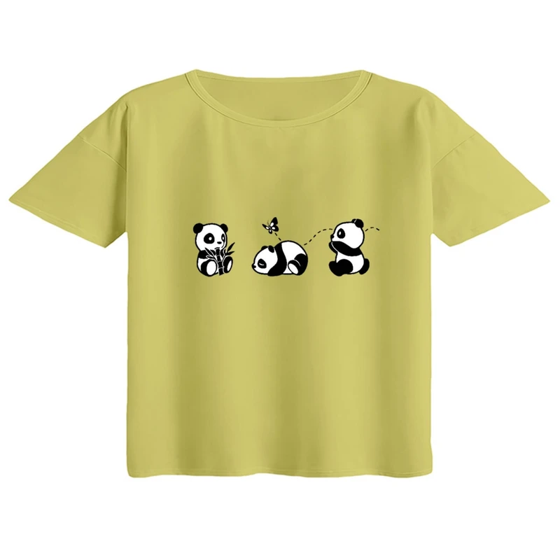 کراپ تی‌شرت آستین کوتاه زنانه مدل پانداها