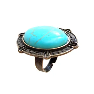 انگشتر زنانه مدل سنگ ماه فیروزه کد 1049