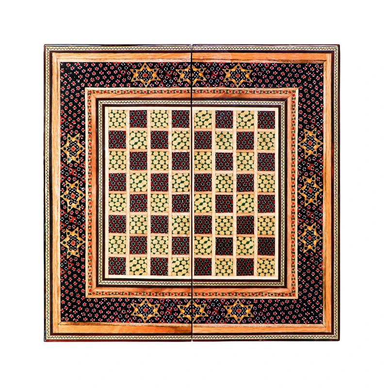 صفحه شطرنج خاتم کاری طرح ستاره کد MQ35Blk