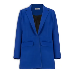 پالتو زنانه سرژه مدل 230140 کمر برش دار رنگ آبی